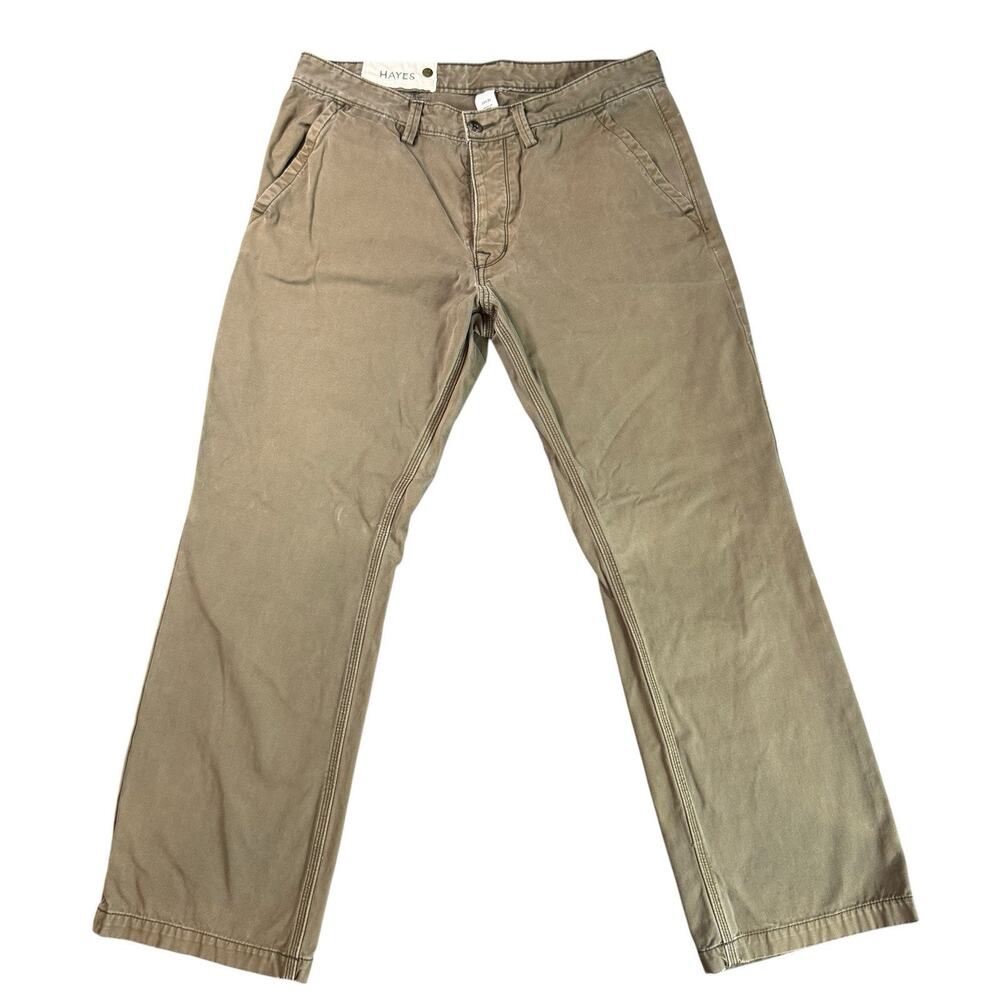 GAP Mens 1969 Hayes Distressed Button Fly Khaki Tan Casual Chino Pants 34X30